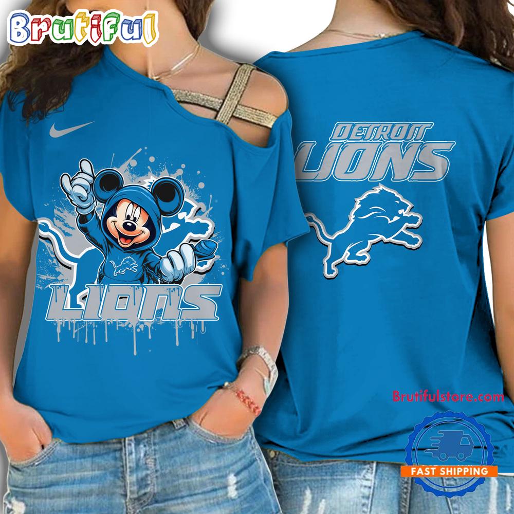 Sportswearmerch Detroit Lions NFL Mickey Mouse Strapless Sleeve Short For Fan