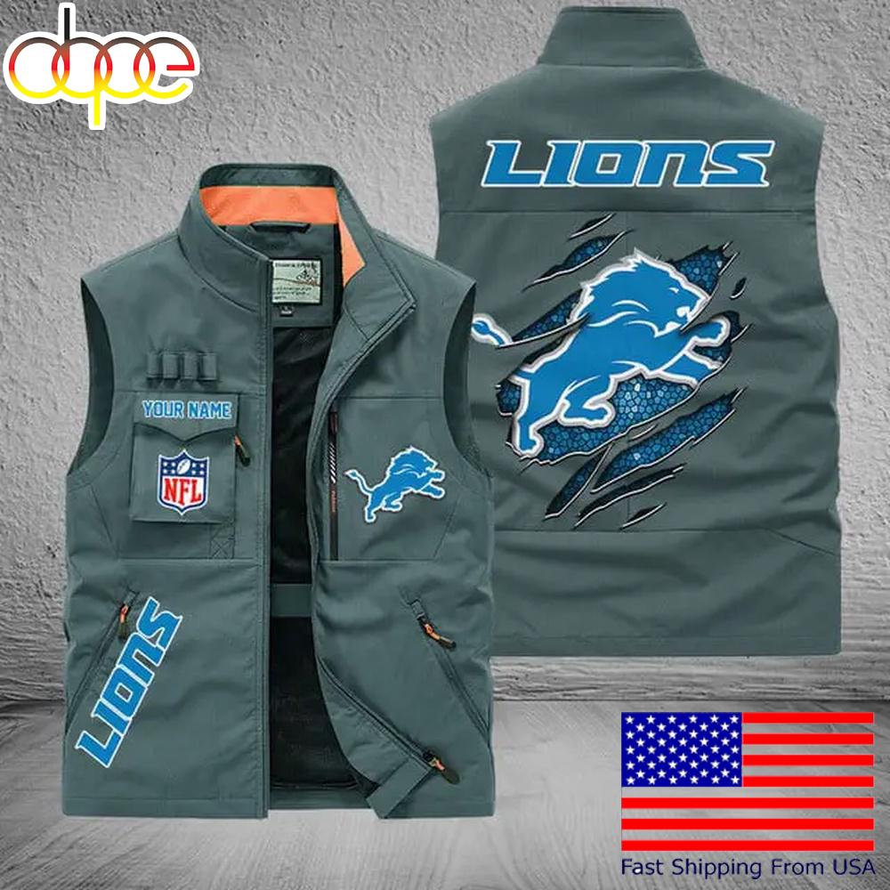 Sportswearmerch Detroit Lions NFL On Back Personalized Pocket Vest For Fan