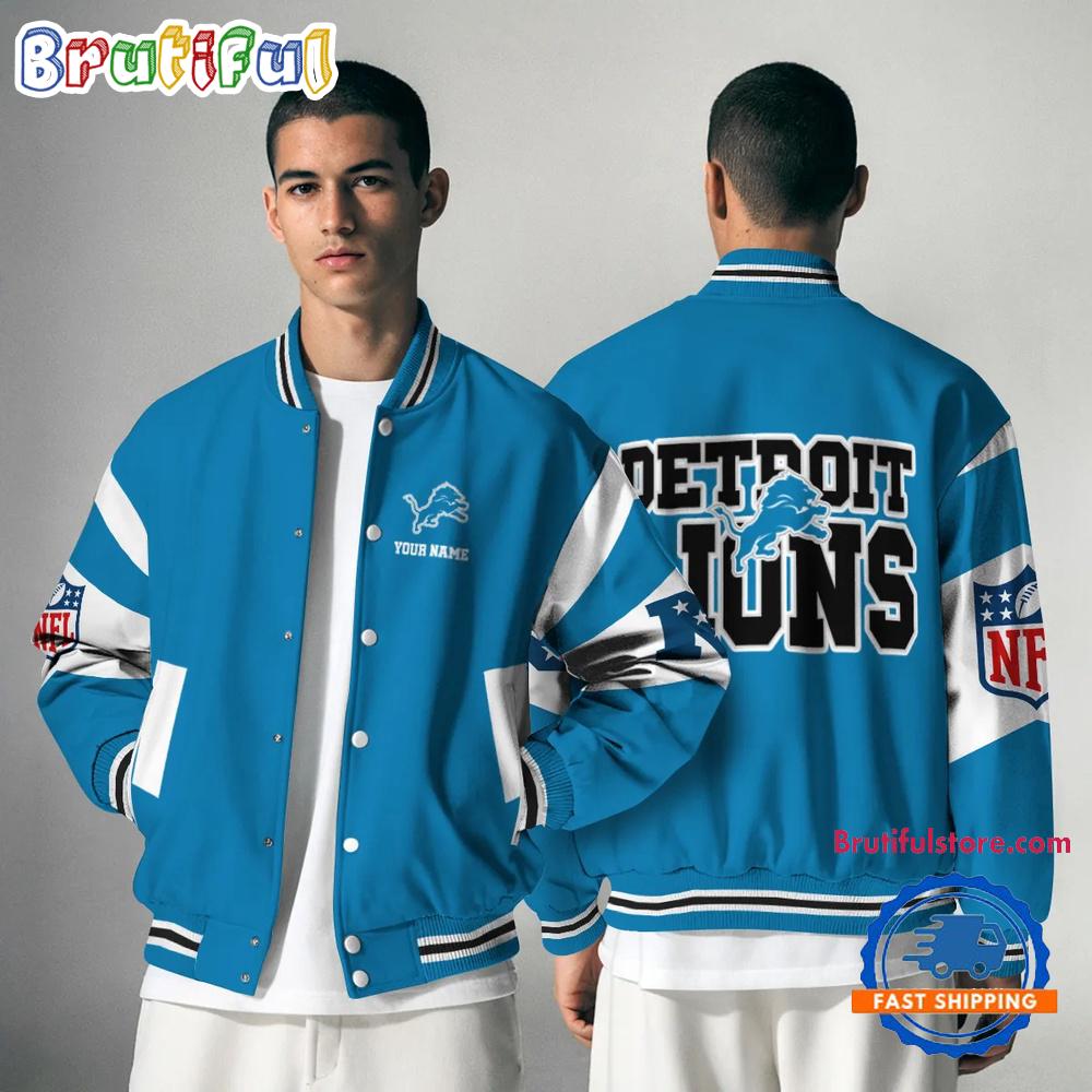 Sportswearmerch Detroit Lions NFL Personalized Baseball Jacket For Fan