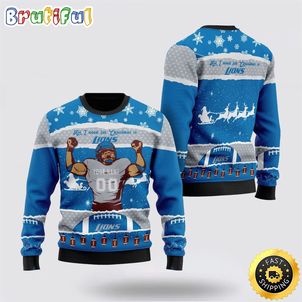 Sportswearmerch Detroit Lions NFL Personalized Christmas Sweater For Fan