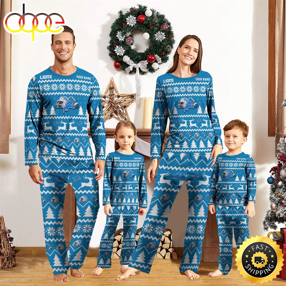 Sportswearmerch Detroit Lions NFL Personalized Pajamas Family For Fan
