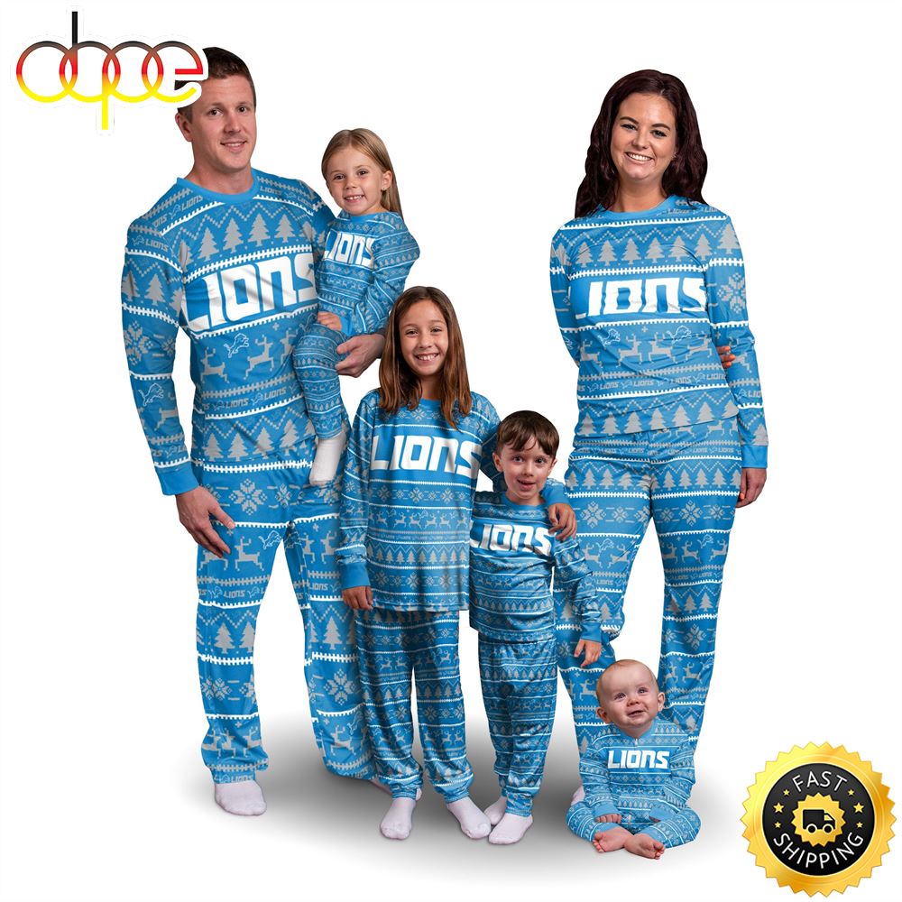 Sportswearmerch Detroit Lions NFL Personalized Pajamas Family For Fan