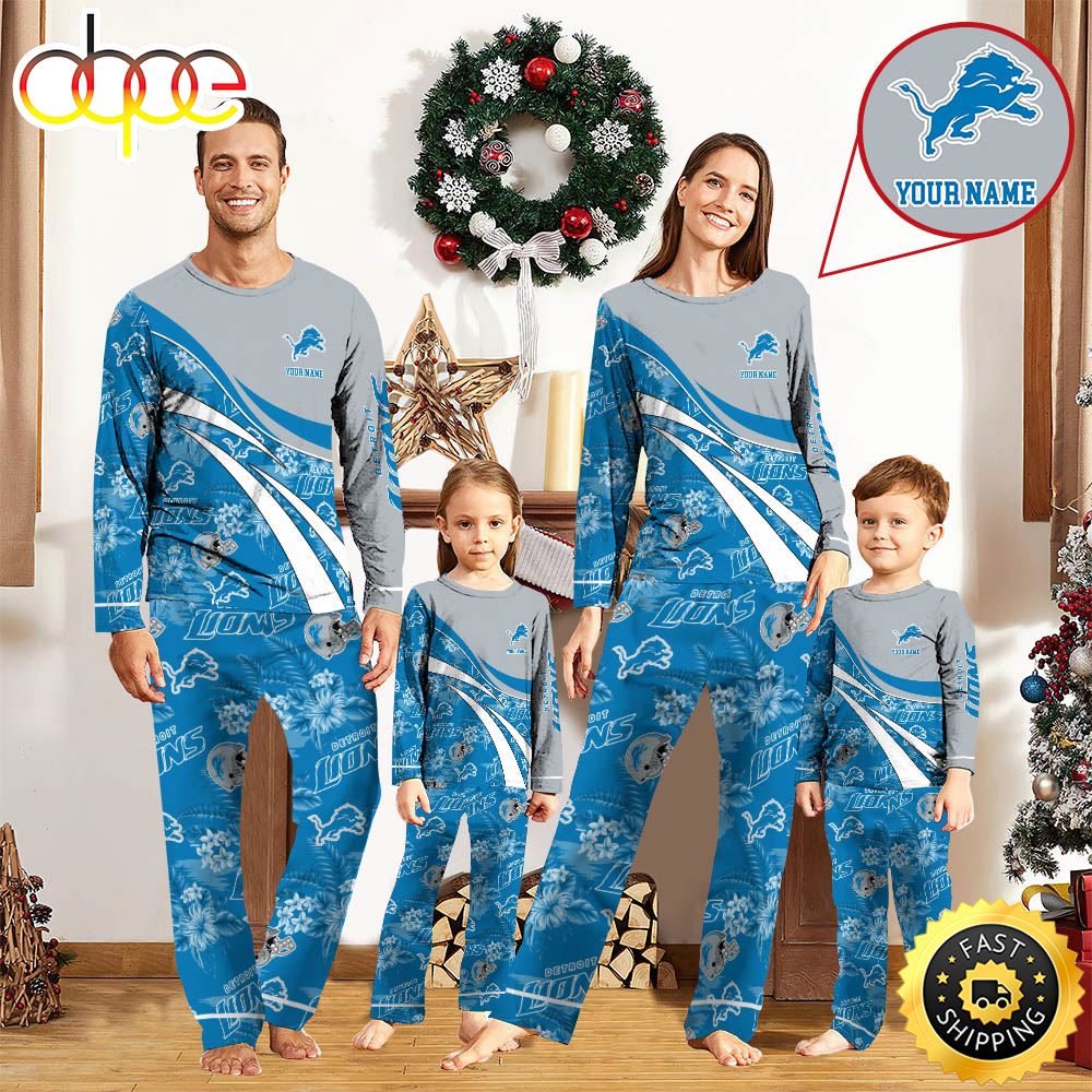 Sportswearmerch Detroit Lions NFL Personalized Pajamas Family For Fan
