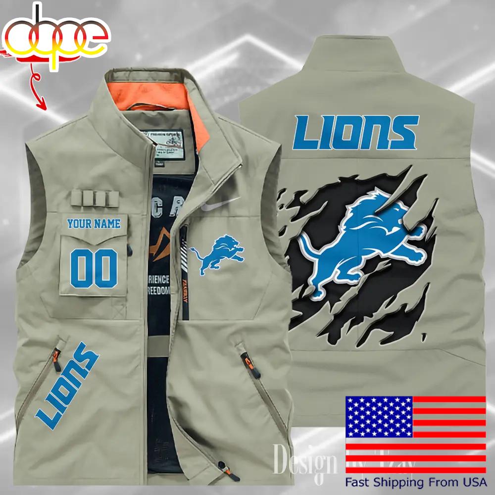 Sportswearmerch Detroit Lions NFL Personalized Pocket Vest For Fan