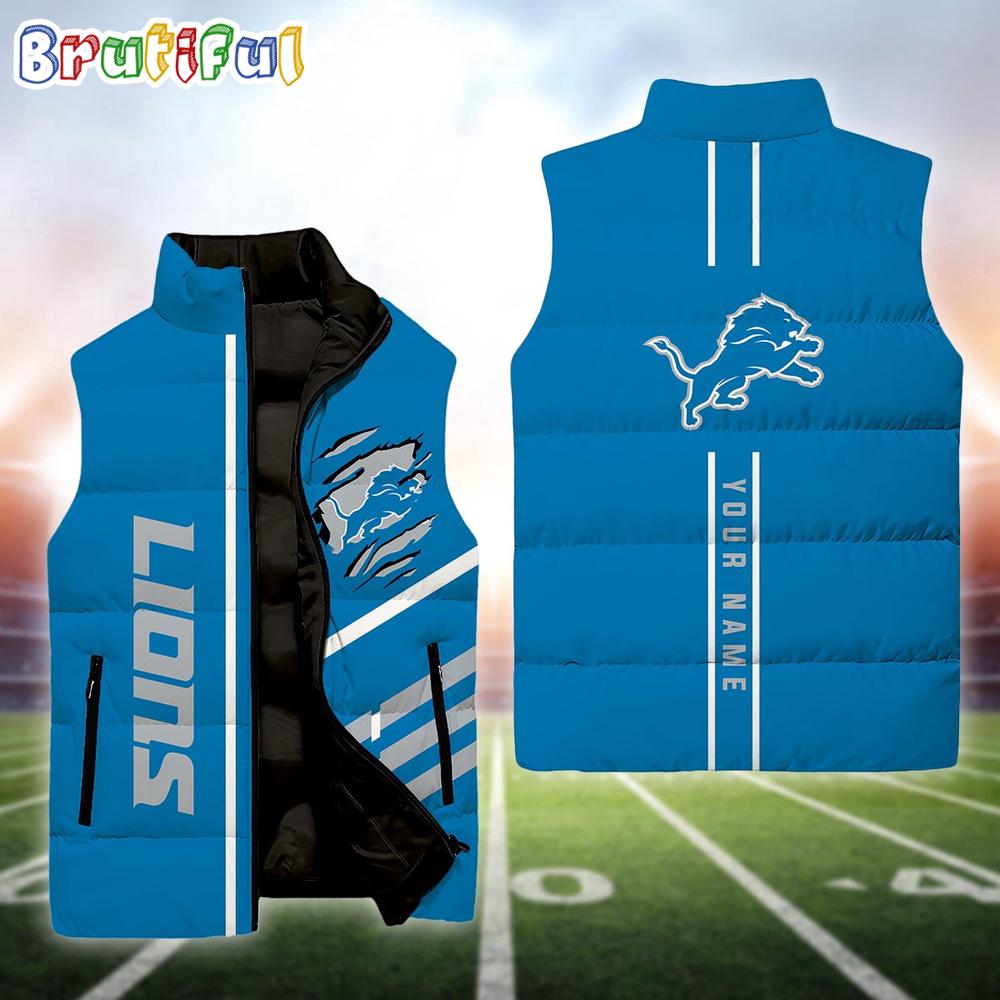 Sportswearmerch Detroit Lions NFL Personalized Sleeveless Down Puffer Jacket For Fan
