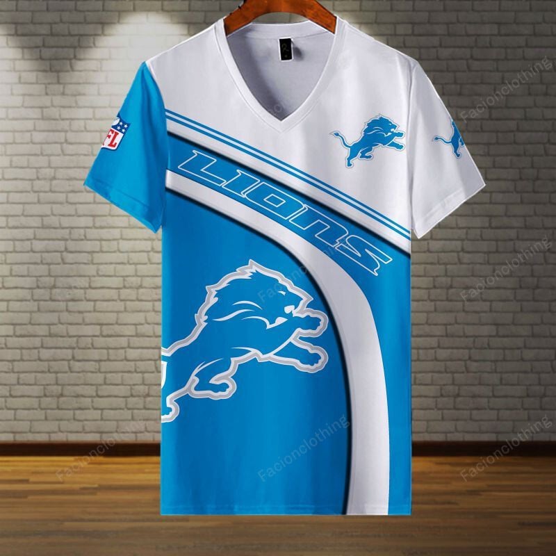 Sportswearmerch Detroit Lions NFL Personalized V-neck Women T-shirt For Fan