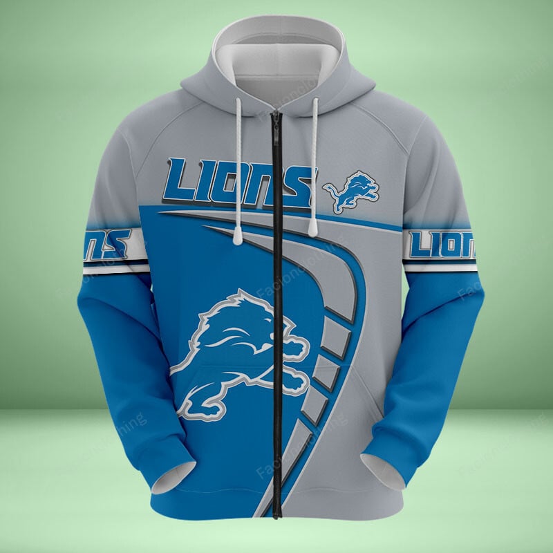 Sportswearmerch Detroit Lions NFL Personalized Zip Hoodie For Fan