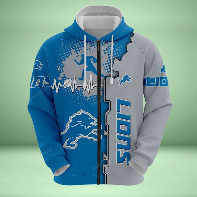 Sportswearmerch Detroit Lions NFL Personalized Zip Hoodie For Fan