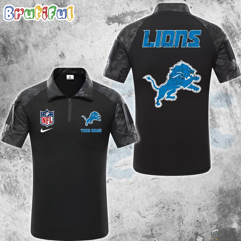 Sportswearmerch Detroit Lions NFL Personalized Zip Polo Shirt For Fan