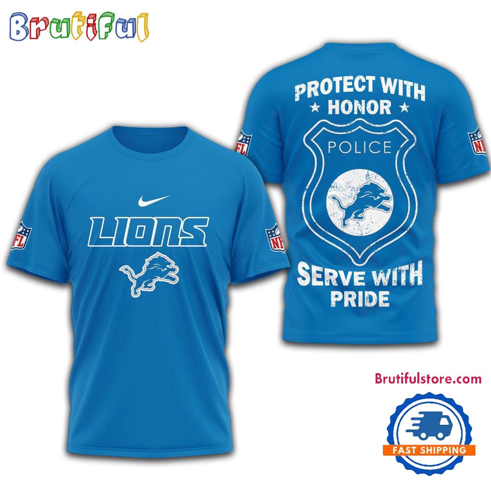 Sportswearmerch Detroit Lions NFL Protech With Honor Police Serve T-Shirt For Fan