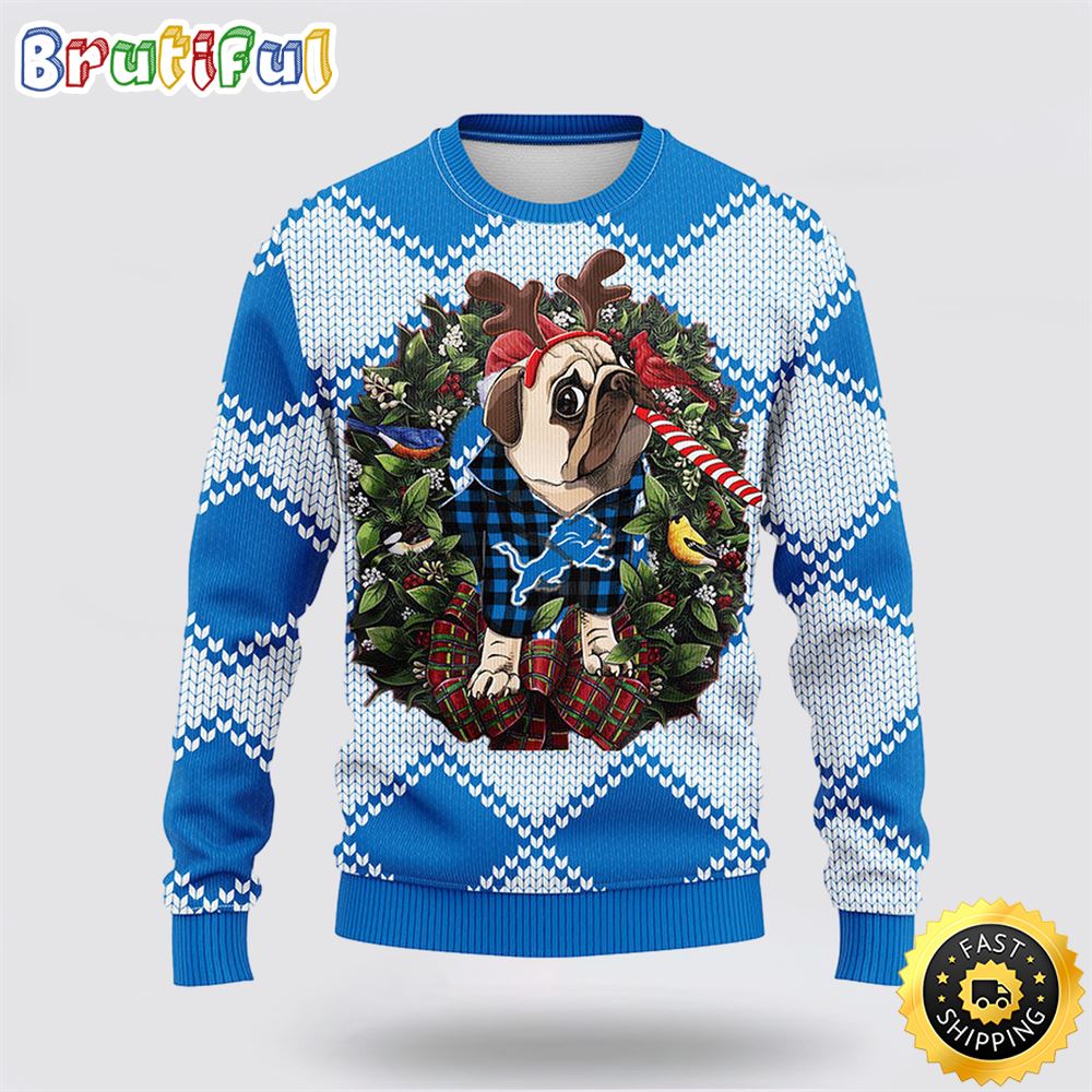 Sportswearmerch Detroit Lions NFL Pub Dog Ugly Christmas Sweater For Fan