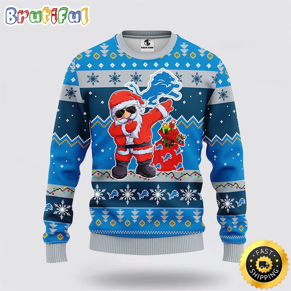 Sportswearmerch Detroit Lions NFL Santa Claus Ugly Christmas Sweater For Fan