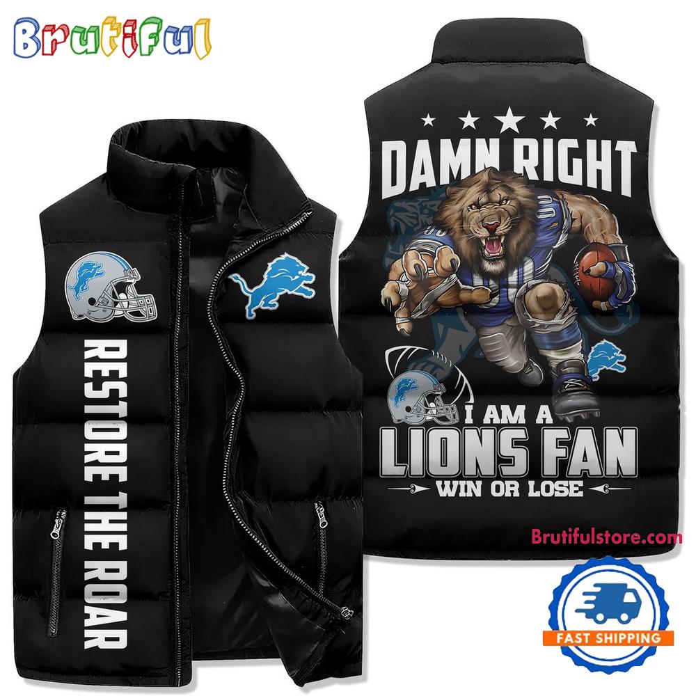 Sportswearmerch Detroit Lions NFL Sleeveless Puffer Jacket For Fan