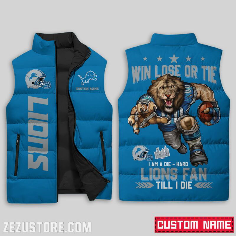 Sportswearmerch Detroit Lions NFL Sleeveless Puffer Jacket For Fans