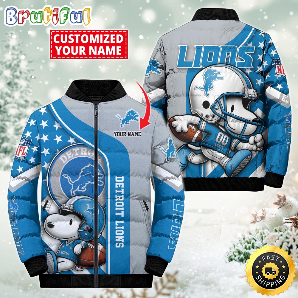 Sportswearmerch Detroit Lions NFL Snooby Puffer Jacket For Fan