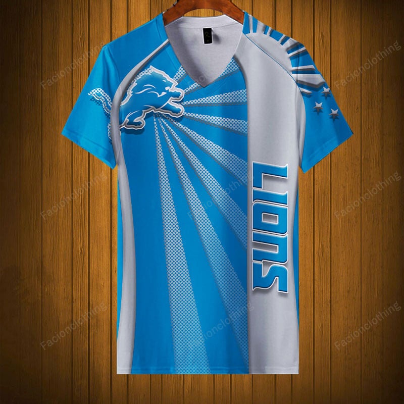 Sportswearmerch Detroit Lions NFL V-neck Women T-shirt Personalized For Fan