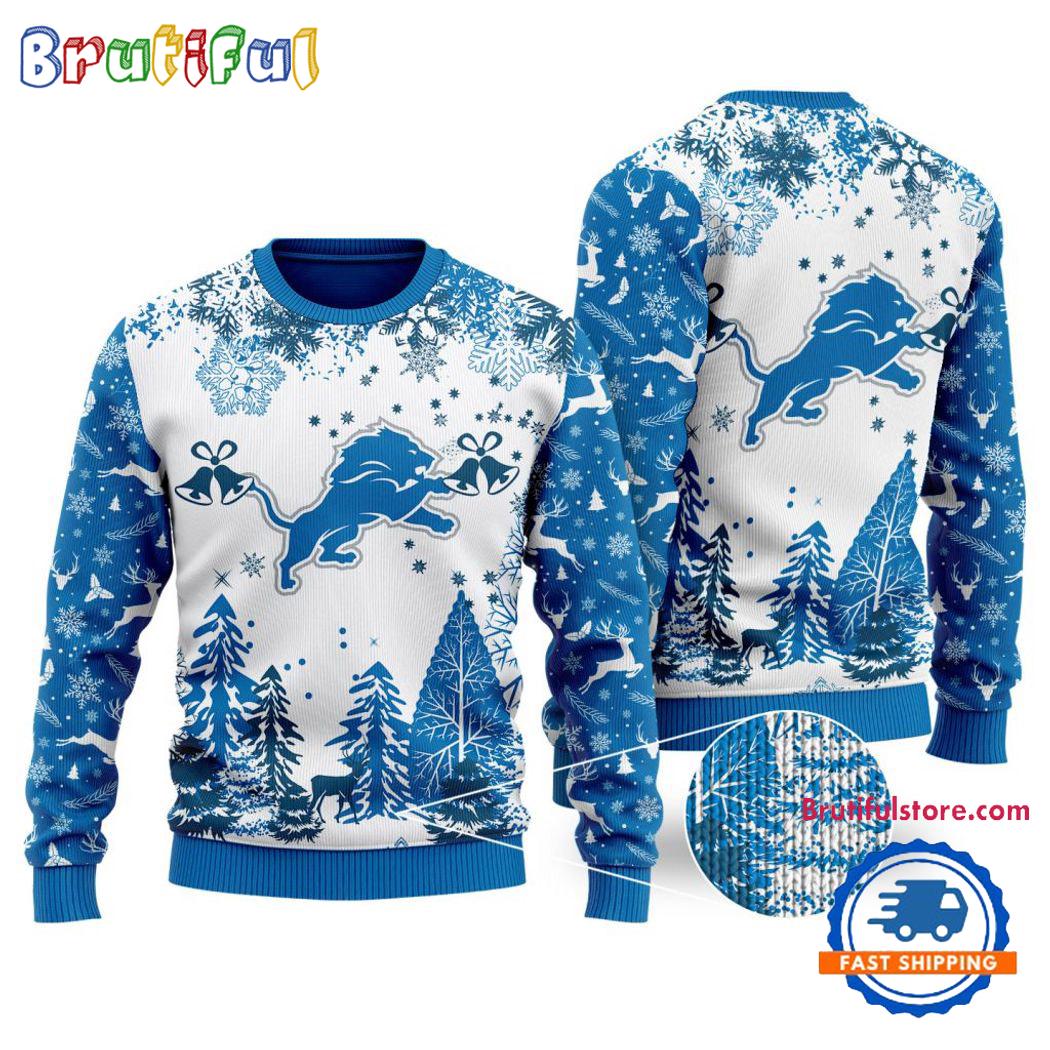 Sportswearmerch Detroit Lions NFL Xmas Tree Christmas Sweater For Fan