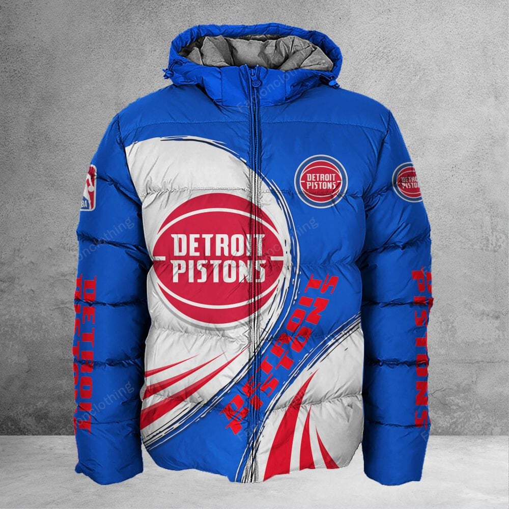 Sportswearmerch Detroit Pistons NBA Personalized Puffer Jacket For Fan