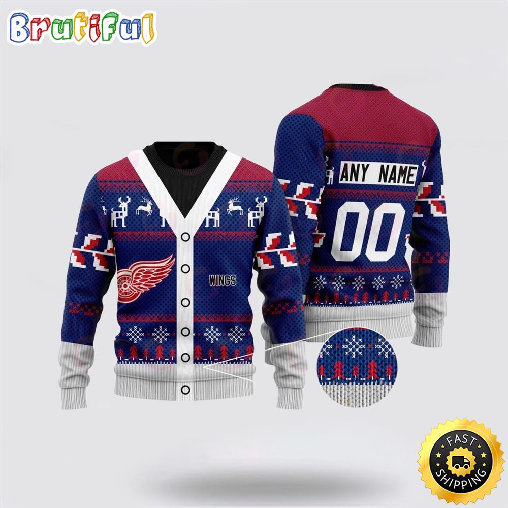 Sportswearmerch Detroit Red Wings NHL Elk Pattern Personalized Christmas Sweater For Fan