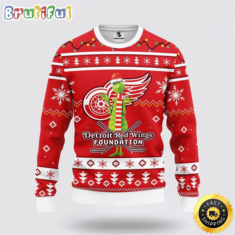Sportswearmerch Detroit Red Wings NHL Funny Grinch Ugly Christmas Sweater For Fan