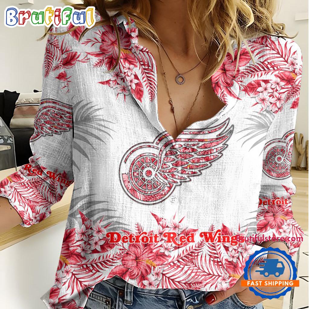 Sportswearmerch Detroit Red Wings NHL Hockey Women's Casual Shirt For Fan