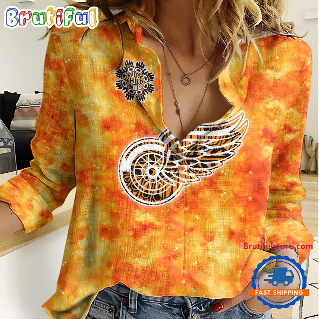 Sportswearmerch Detroit Red Wings NHL Hockey Women's Casual Shirt For Fan