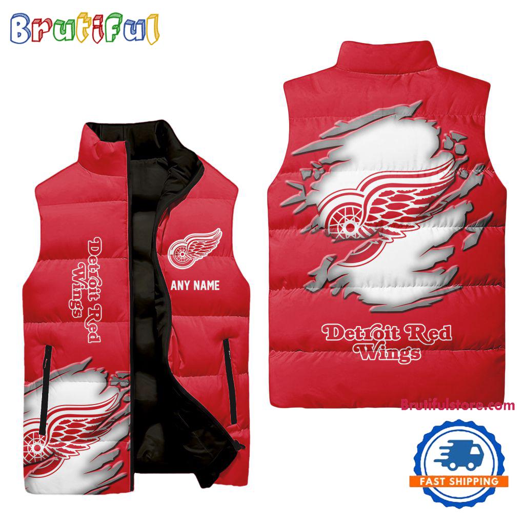 Sportswearmerch Detroit Red Wings NHL Personalized Sleeveless Puffer Jacket For Fan