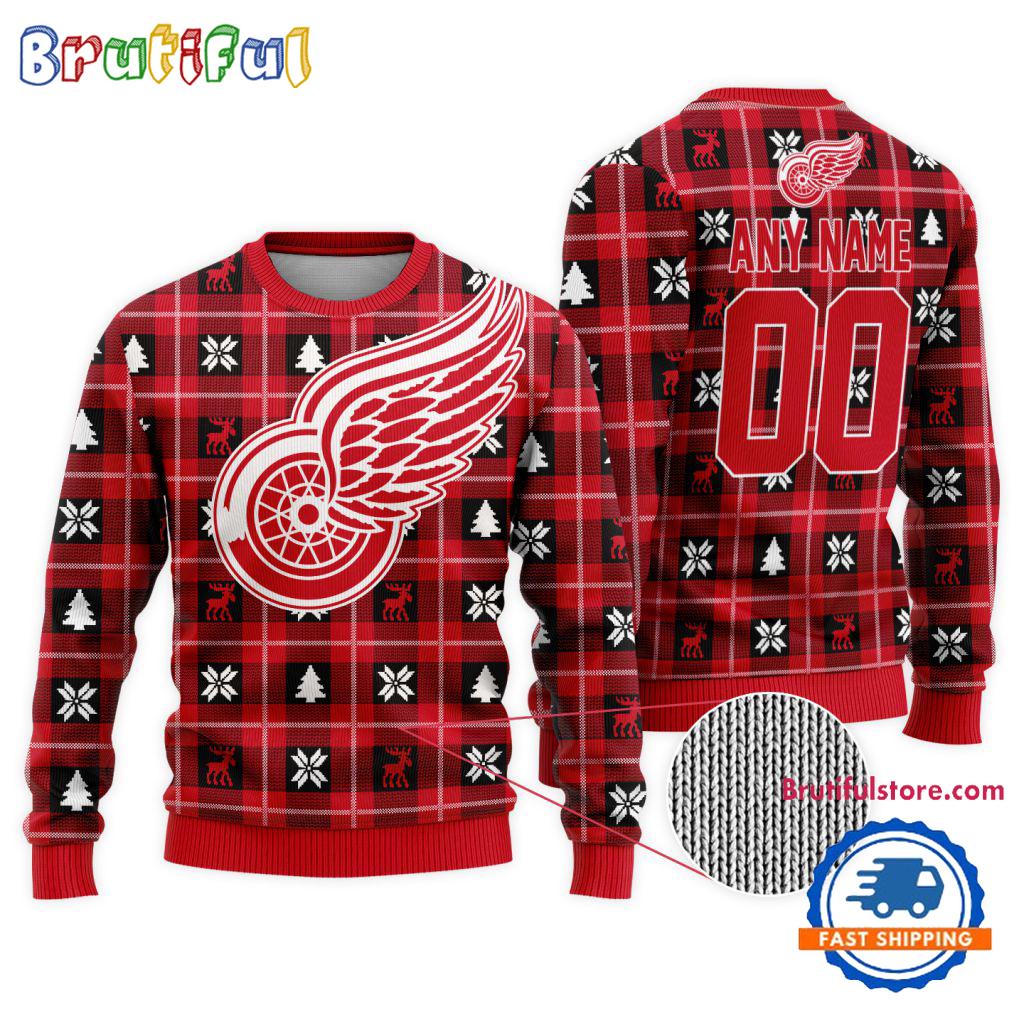 Sportswearmerch Detroit Red Wings NHL Personalized Snow Tree Ugly Christmas Sweater For Fan