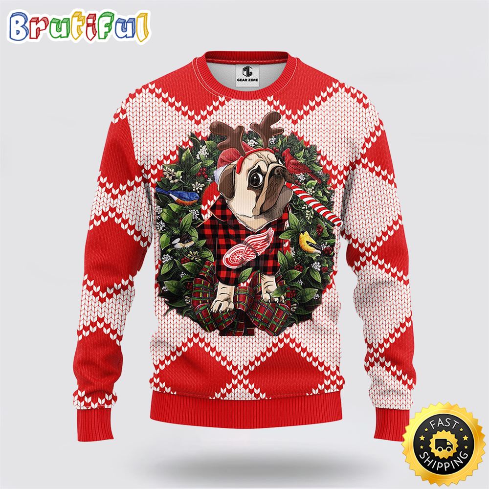 Sportswearmerch Detroit Red Wings NHL Pub Dog Ugly Christmas Sweater For Fan