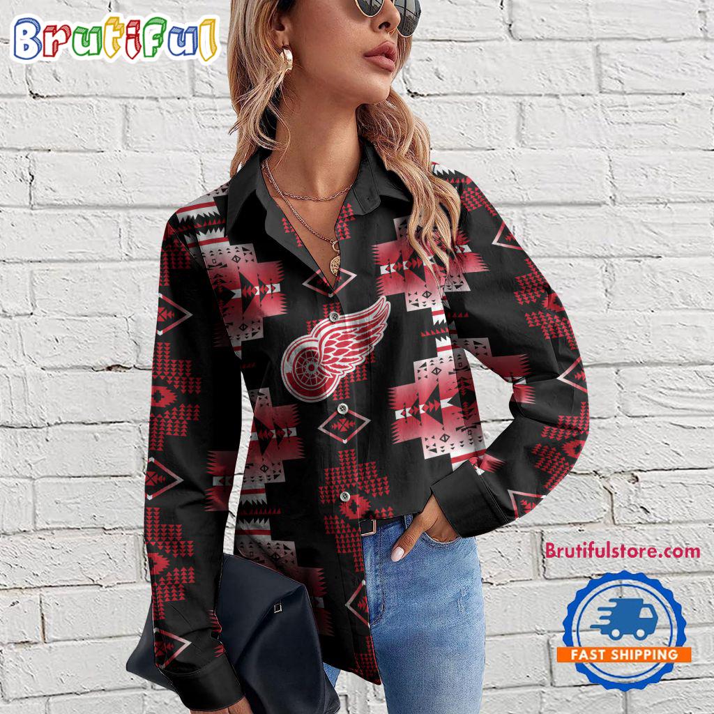 Sportswearmerch Detroit Red Wings NHL Special Native American Women's Casual Shirt For Fan