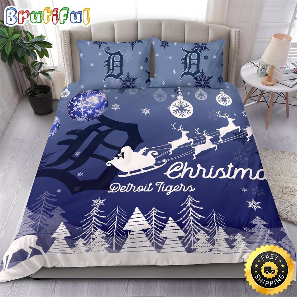 Sportswearmerch Detroit Tigers MLB Christmas Bedding Sets For Fan