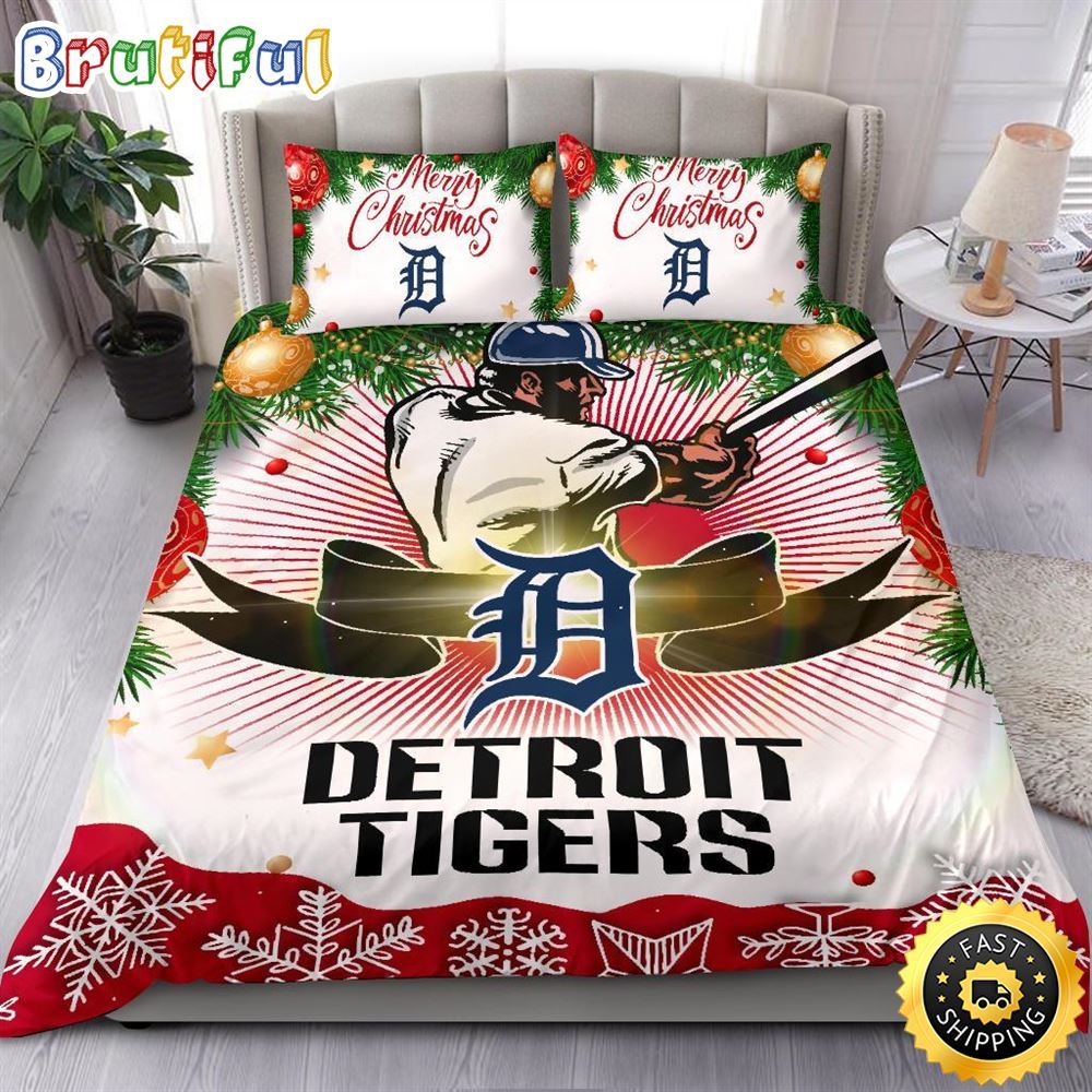 Sportswearmerch Detroit Tigers MLB Christmas Bedding Sets Merry For Fan