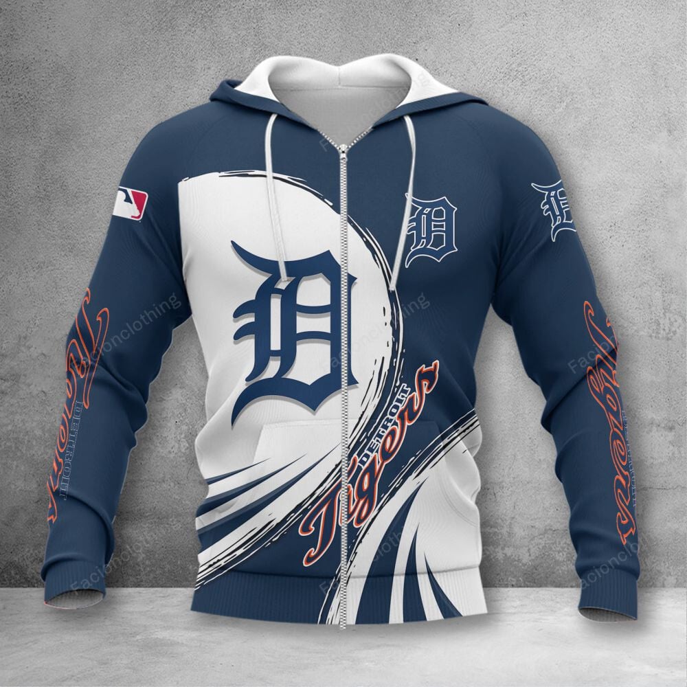 Sportswearmerch Detroit Tigers MLB Personalized Zip Hoodie For Fan