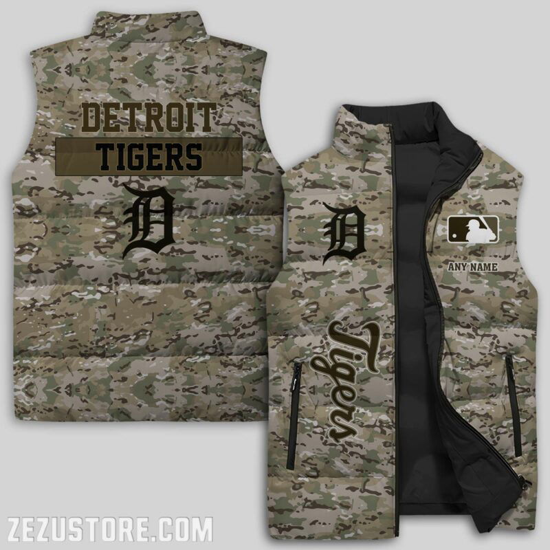 Sportswearmerch Detroit Tigers MLB Sleeveless Puffer Jacket For Fans