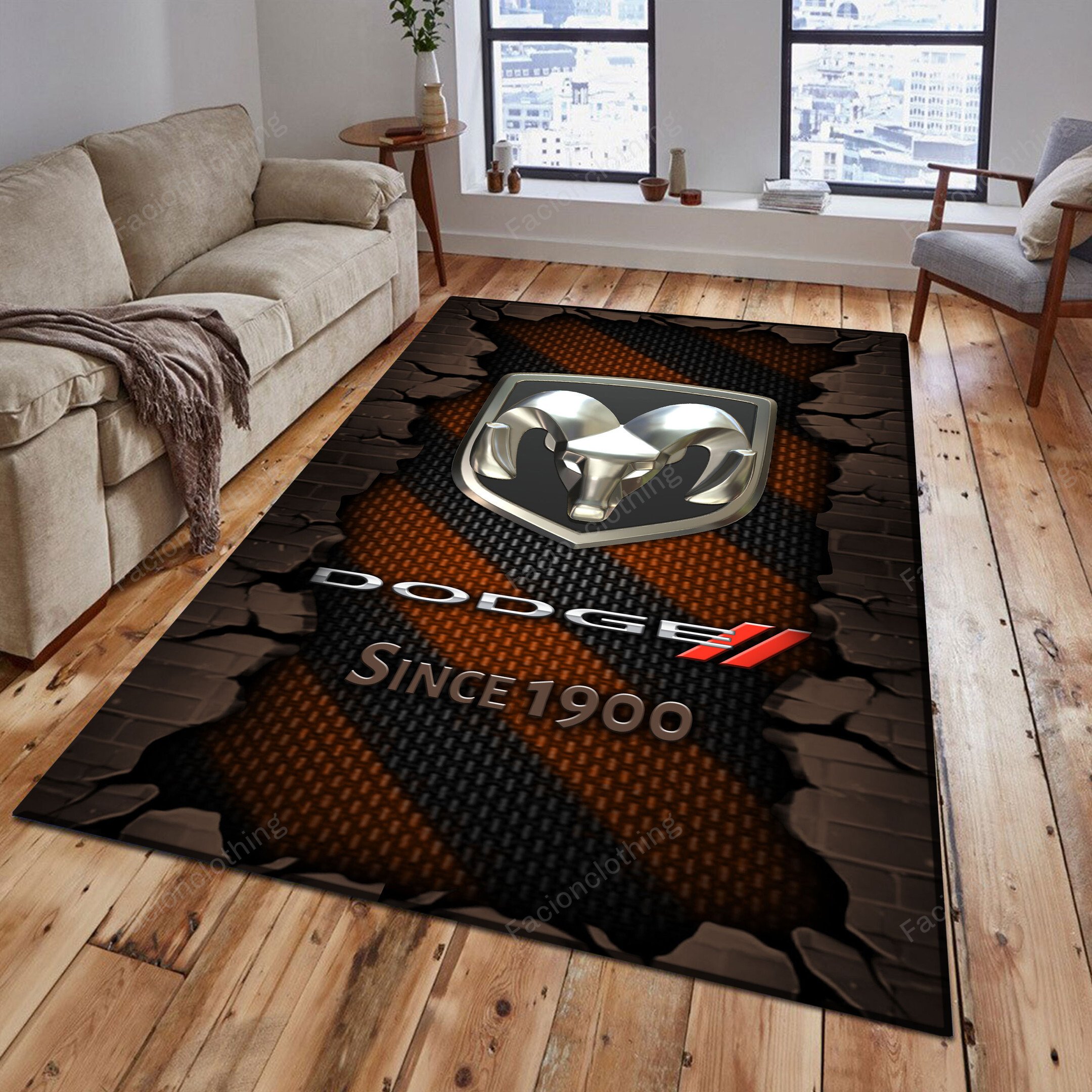 Sportswearmerch Dodge Car Personalized Rug For Fan