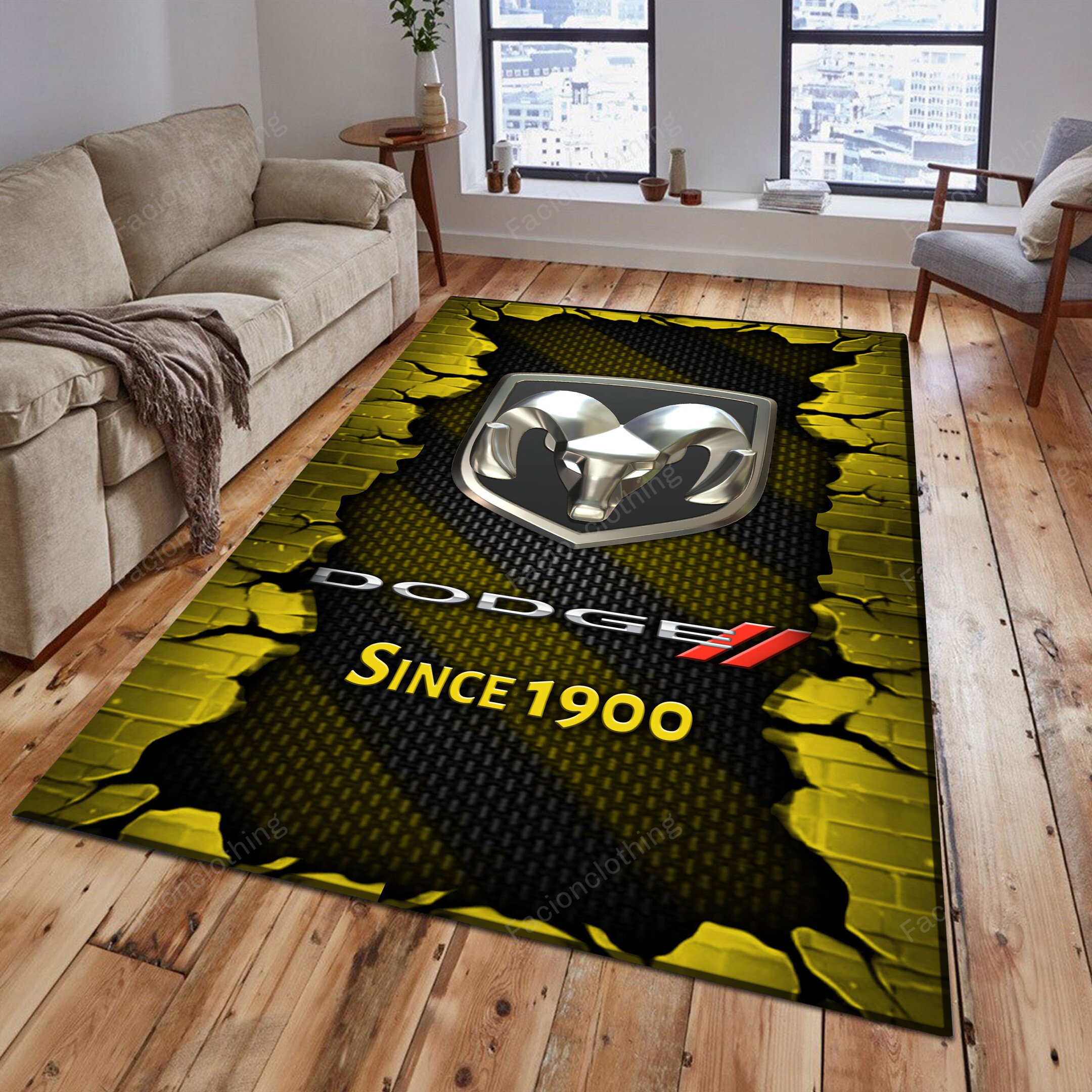 Sportswearmerch Dodge Car Personalized Rug For Fan