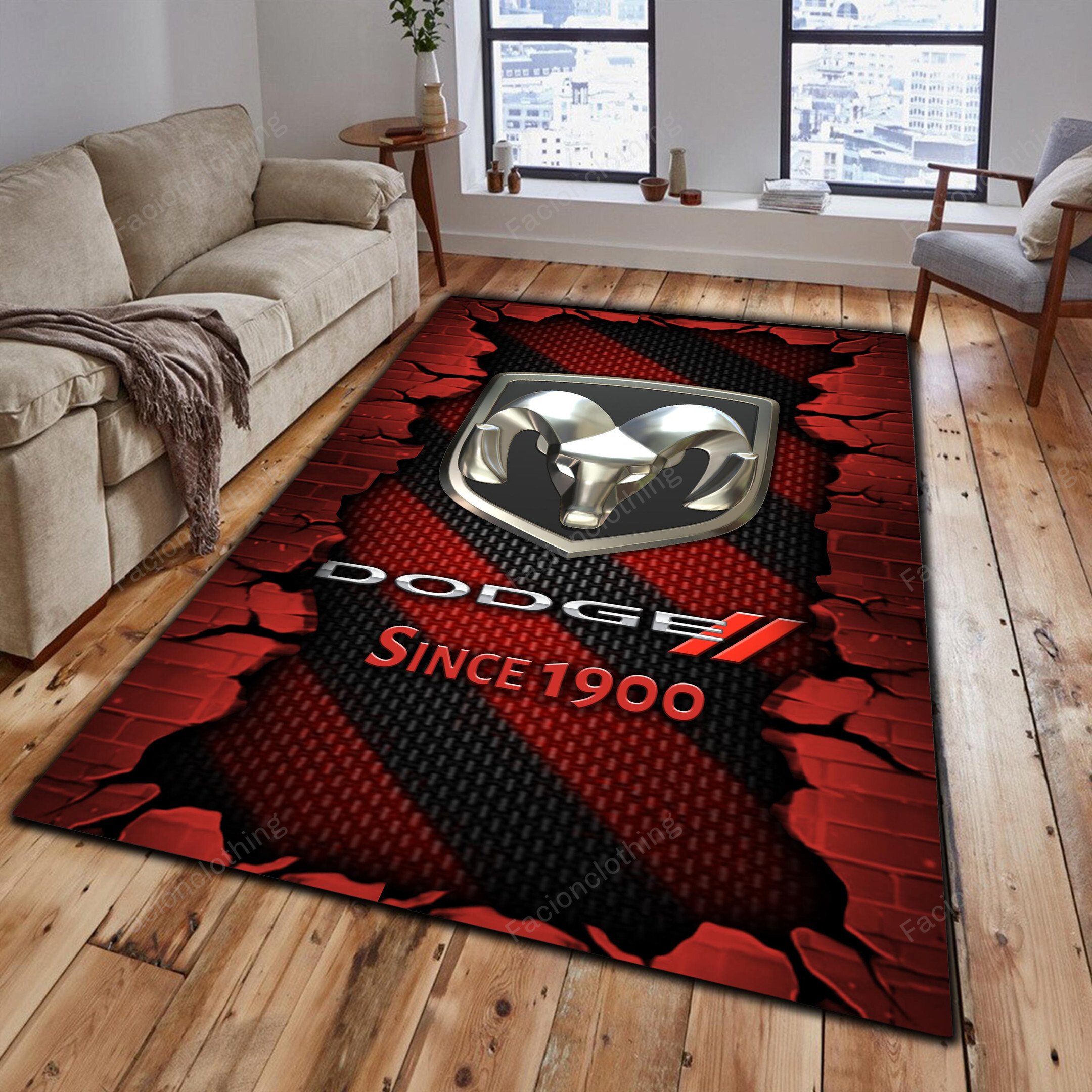 Sportswearmerch Dodge Car Personalized Rug For Fan