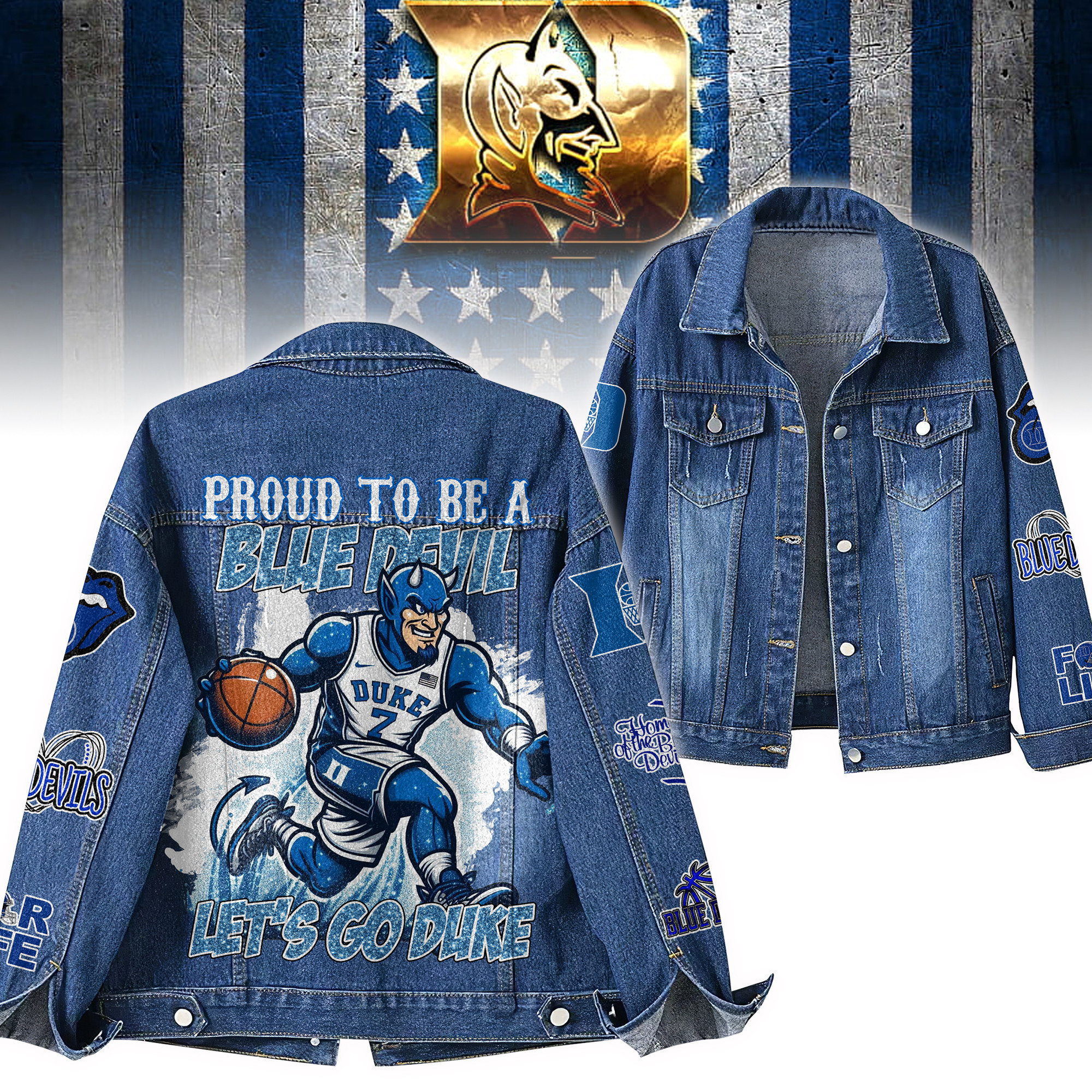 Sportswearmerch Duke Blue Devils Denim Jacket Gift For Fans