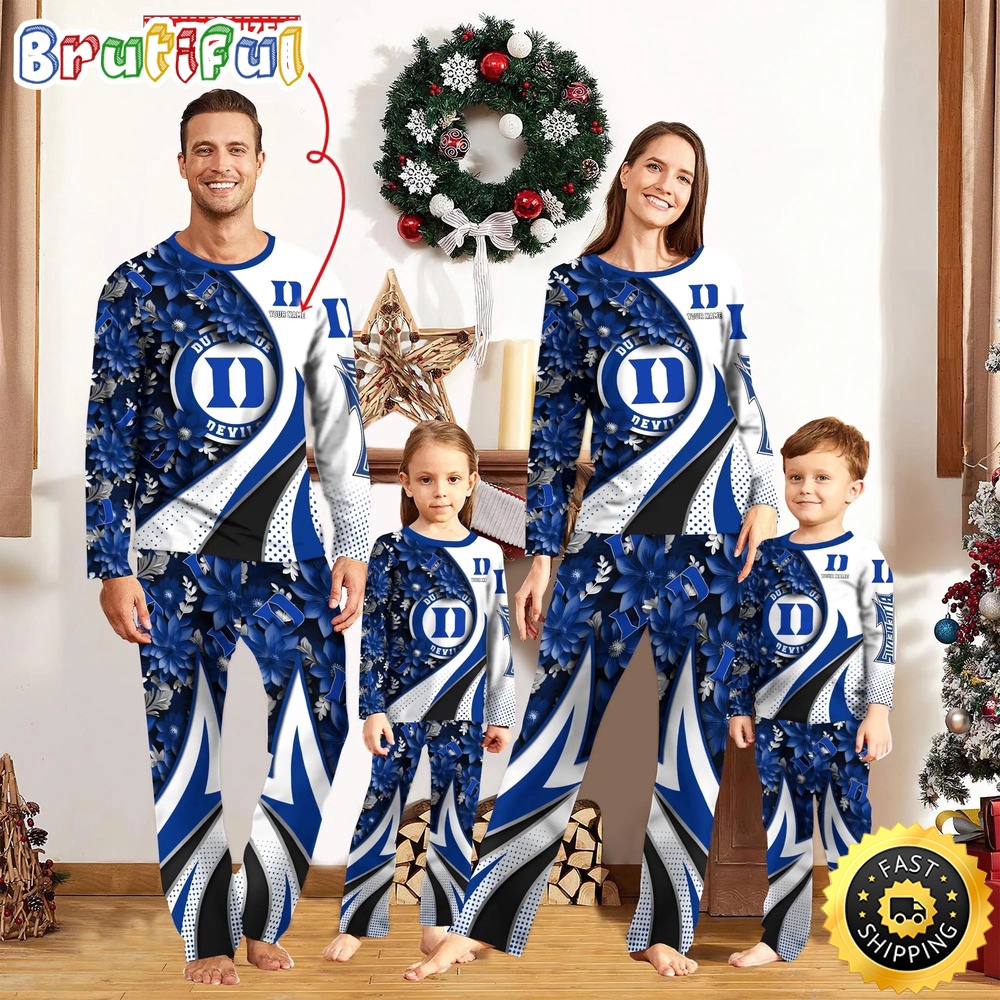 Sportswearmerch Duke Blue Devils NCAA Flower Personalized Pajamas Family For Fan
