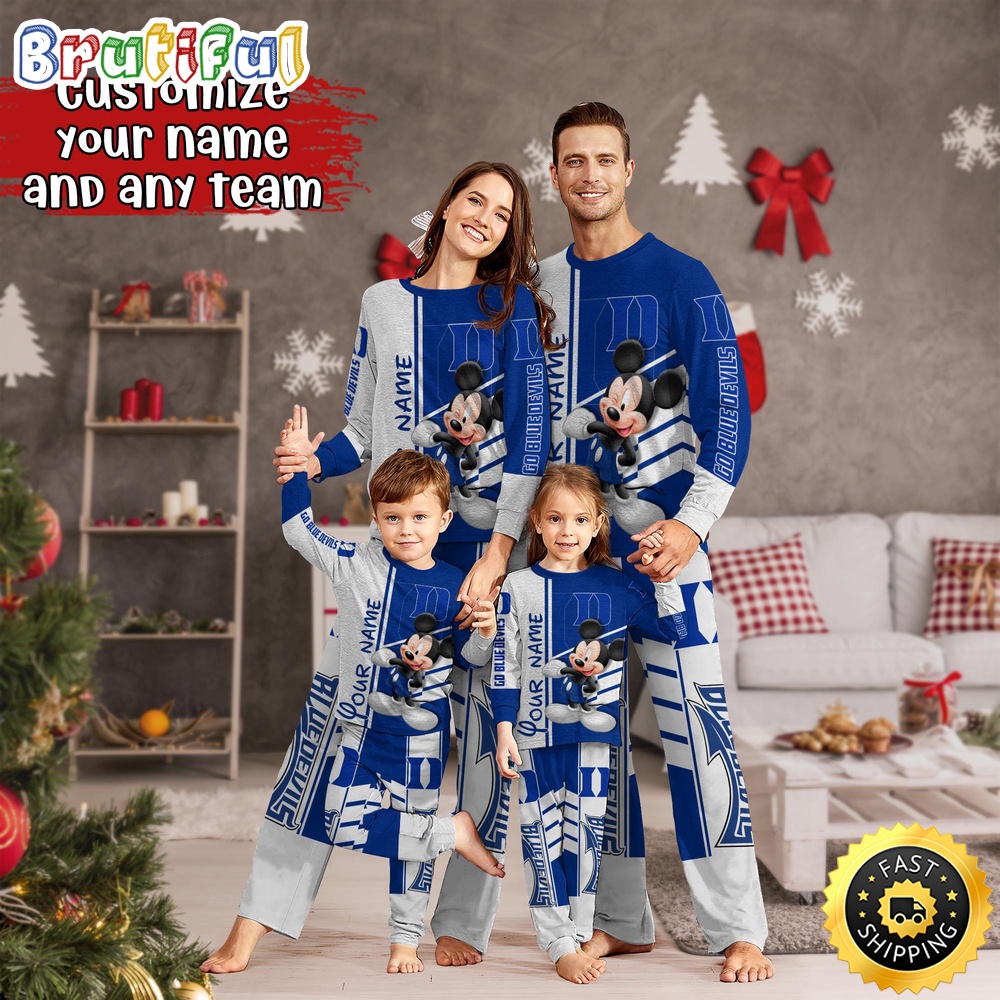 Sportswearmerch Duke Blue Devils NCAA Mickey Mouse Personalized Pajamas Family For Fan