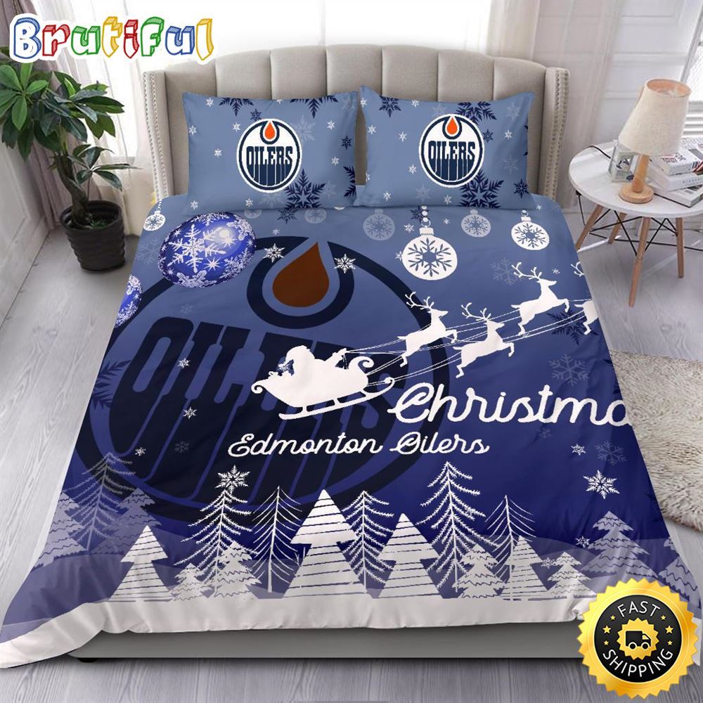 Sportswearmerch Edmonton Oilers NHL Christmas Bedding Sets For Fan