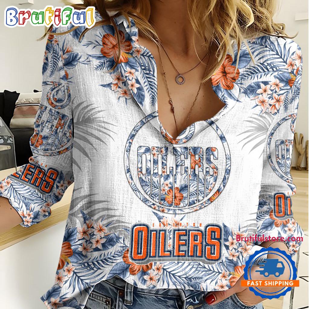 Sportswearmerch Edmonton Oilers NHL Hockey Women's Casual Shirt For Fan