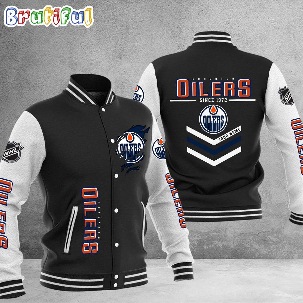 Sportswearmerch Edmonton Oilers NHL Personalized Baseball Jacket For Fan