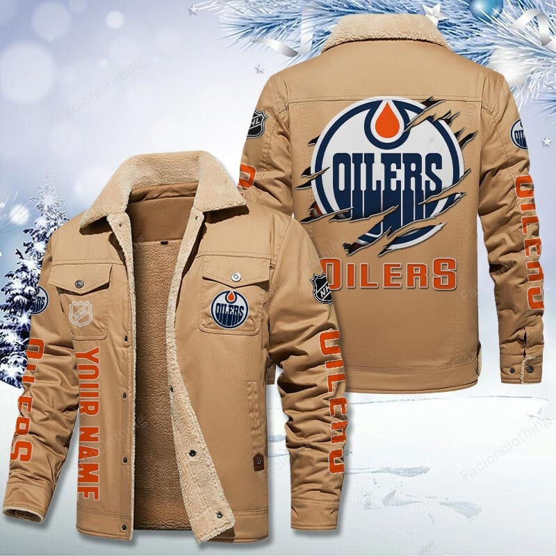 Sportswearmerch Edmonton Oilers NHL Personalized Cotton Jacket For Fan