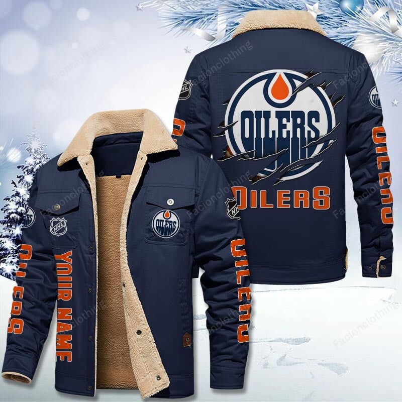 Sportswearmerch Edmonton Oilers NHL Personalized Cotton Jacket For Fan
