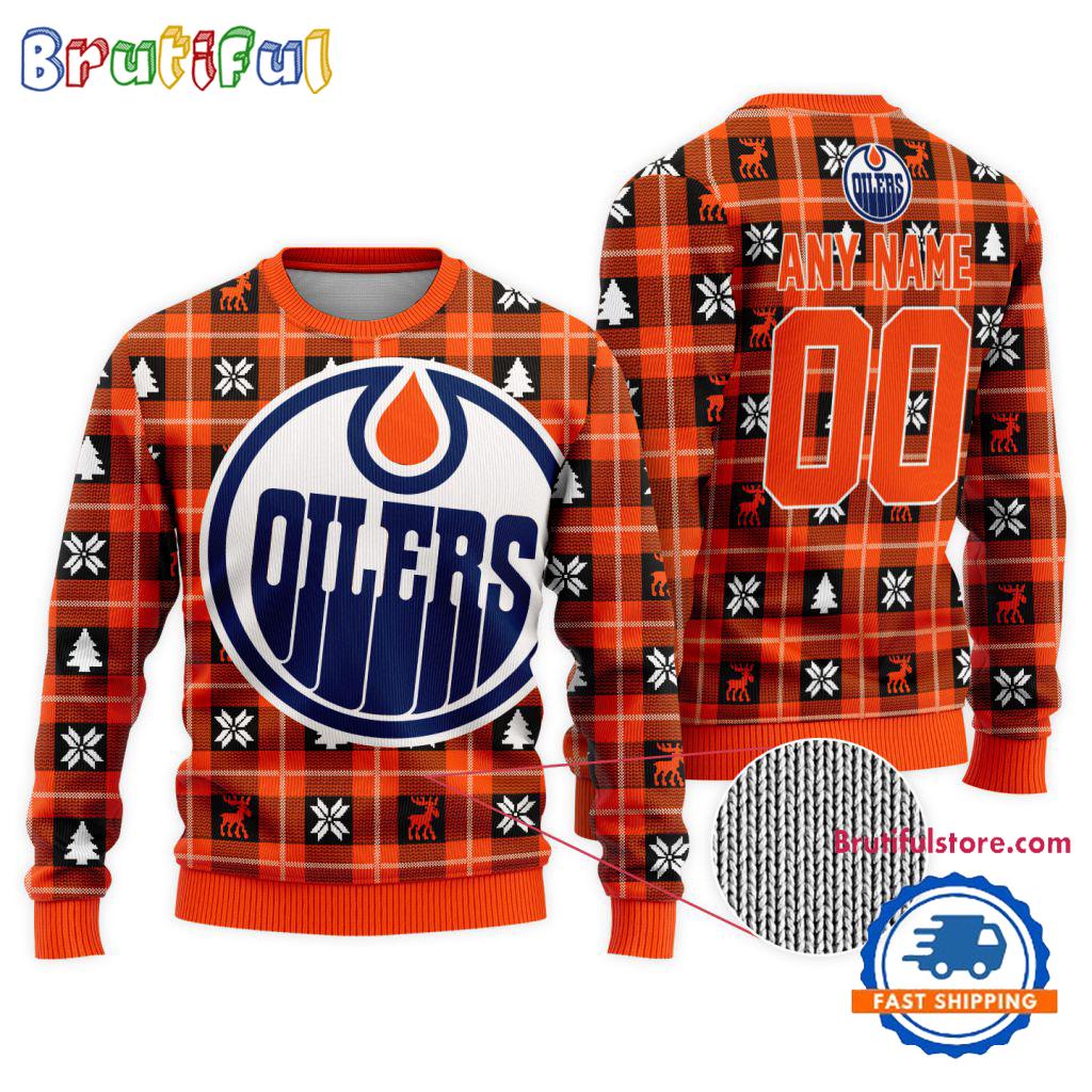 Sportswearmerch Edmonton Oilers NHL Personalized Snow Tree Ugly Christmas Sweater For Fan