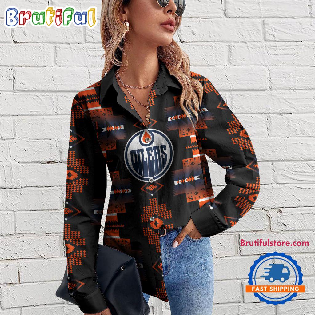 Sportswearmerch Edmonton Oilers NHL Special Native American Women's Casual Shirt For Fan