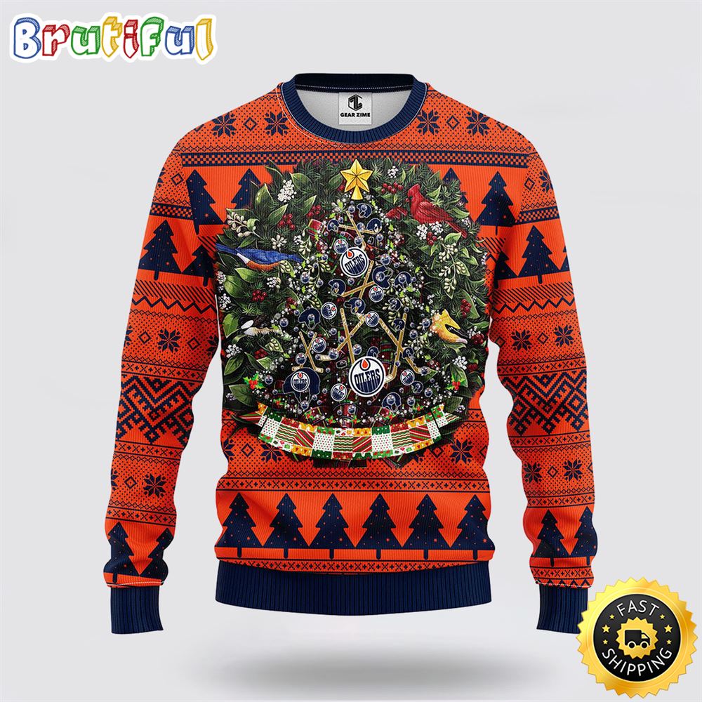 Sportswearmerch Edmonton Oilers NHL Tree Ball Ugly Christmas Sweater For Fan