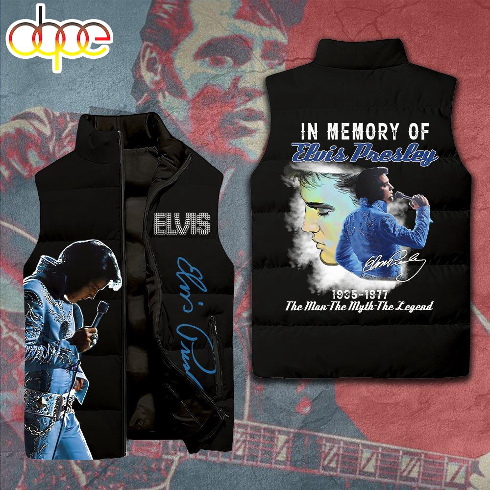 Sportswearmerch Elvis Presley Music 2D Personalized Sleeveless Puffer Jacket Xmas For Fan