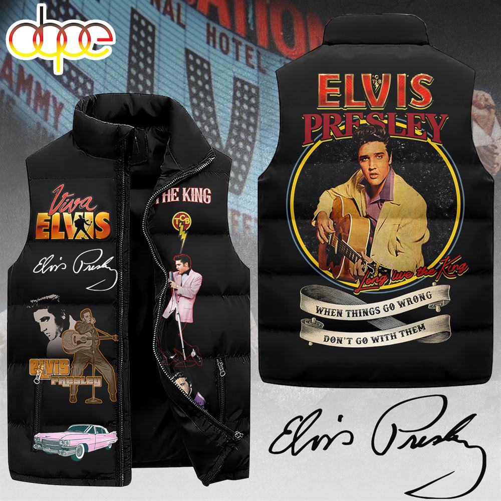 Sportswearmerch Elvis Presley Music Personalized Sleeveless Puffer Jacket For Fan